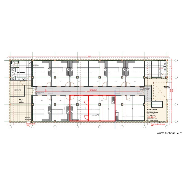 FL LYON 3. Plan de 2 pièces et 57 m2