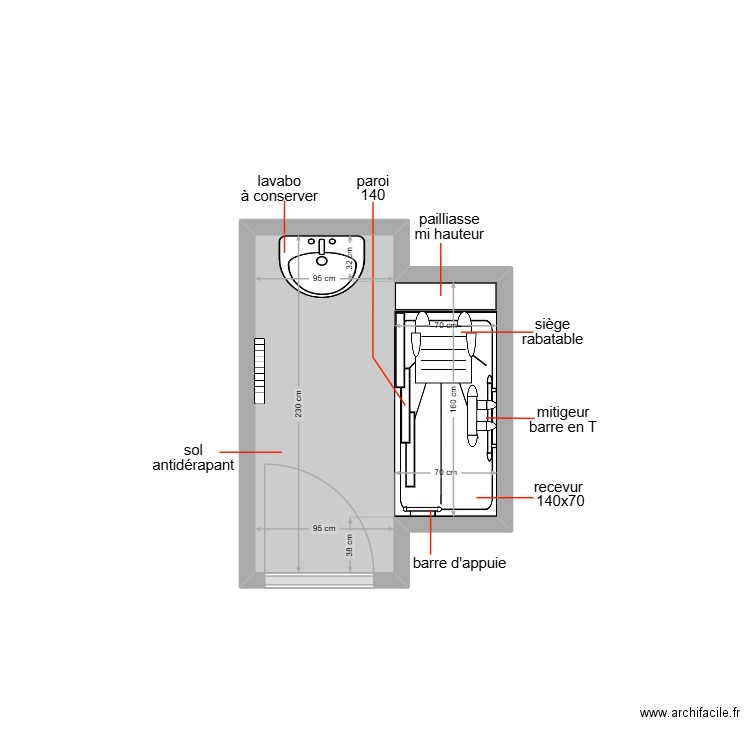 van hechek. Plan de 1 pièce et 3 m2