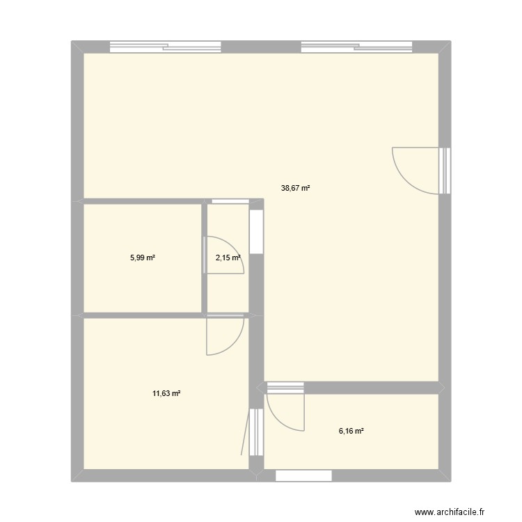 methoni. Plan de 5 pièces et 65 m2