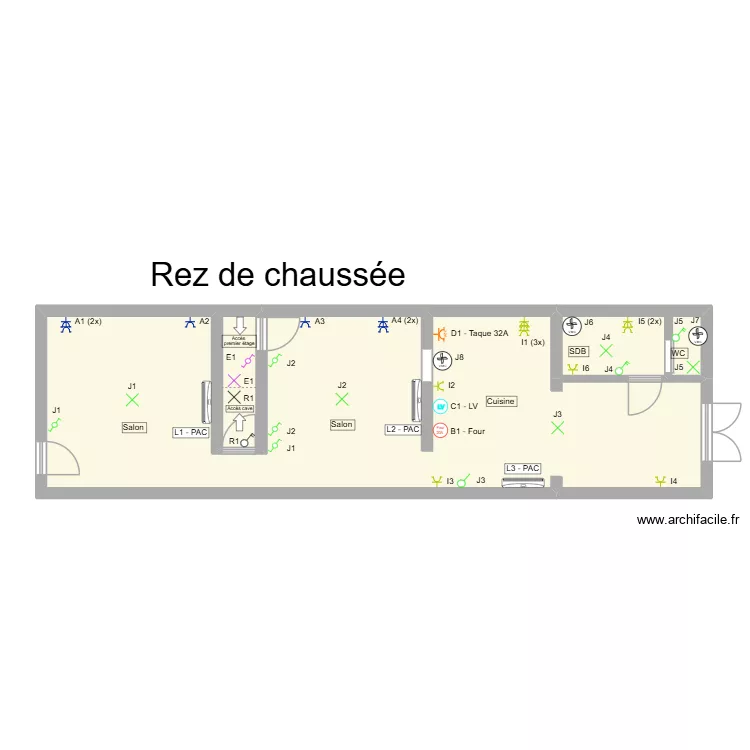 Maison Houdain RDC. Plan de 13 Pièces et 195 m² Maison Houdain RDC. Plan de 13 Pièces et 195 m²