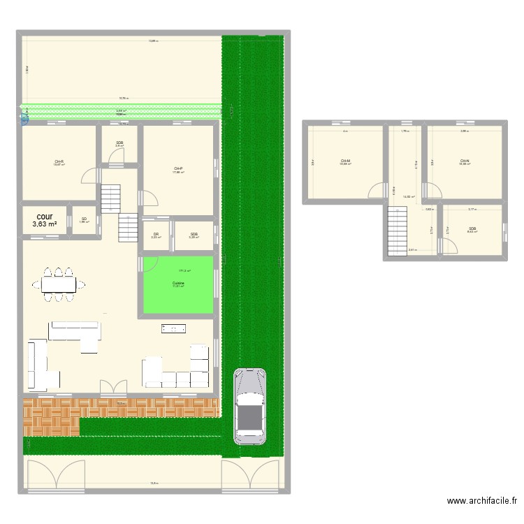 ahmed. Plan de 15 pièces et 361 m2