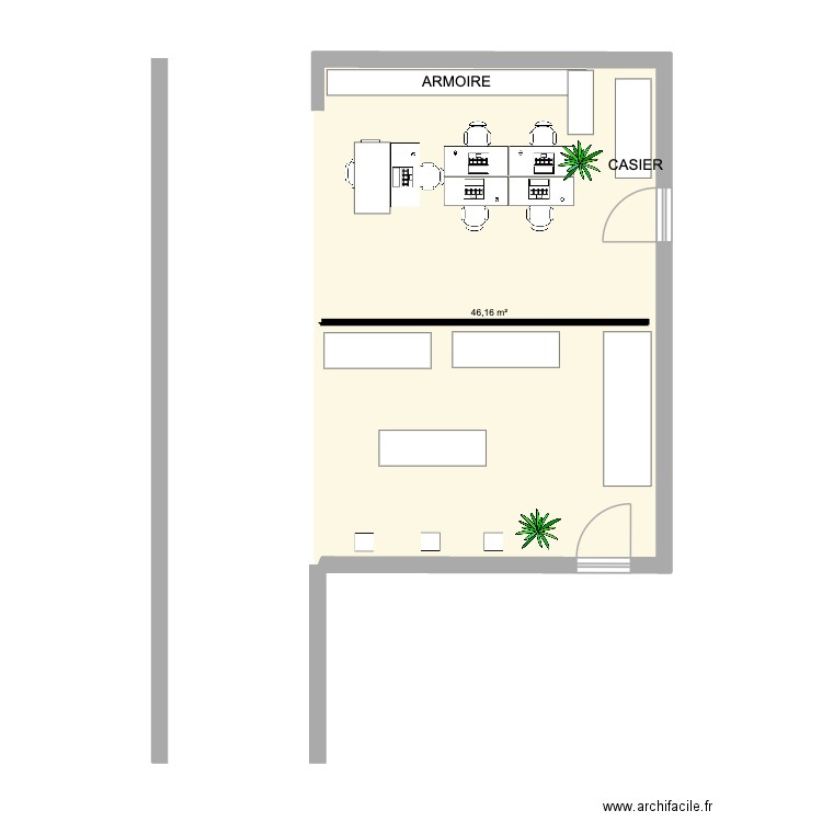 MARINA + SHOWROOM. Plan de 1 pièce et 46 m2