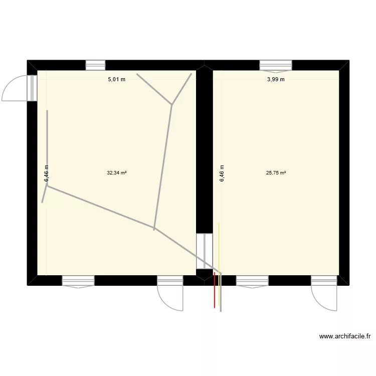 plan des tuyaux. Plan de 2  et 58 m²