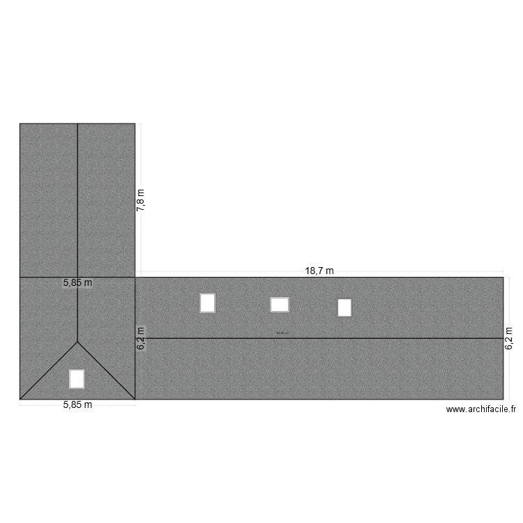plan toiture avant travaux. Plan de 1 pièce et 23 m2