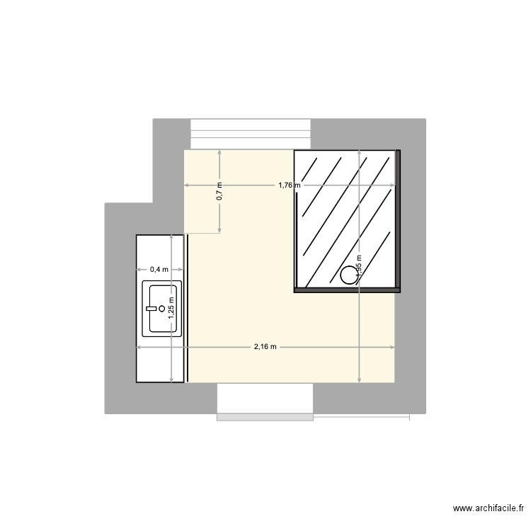 SDB 3. Plan de 1 pièce et 4 m2