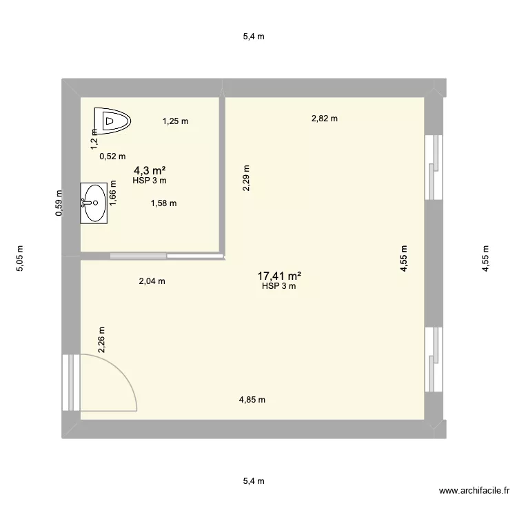 Appart modifi&eacute;. Plan de 2  et 22 m²