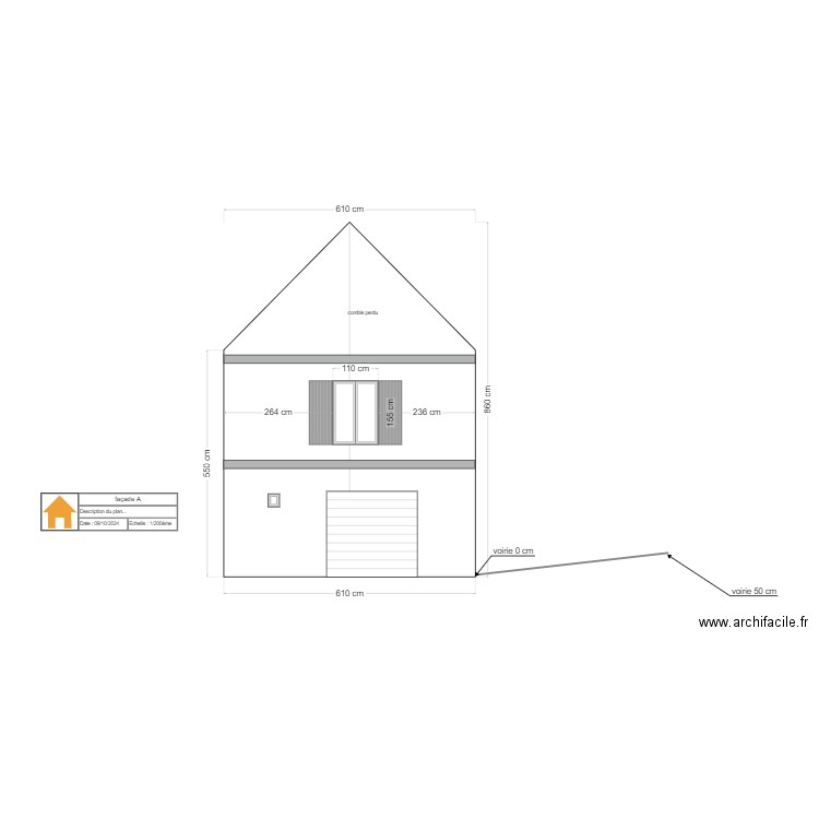 façade A avant travaux. Plan de 0 pièce et 0 m2