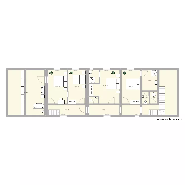 Etage avec chambres d'hôtes double et familiale 2. Plan de Etage avec chambres d'hôtes double et familiale 2. Plan de
