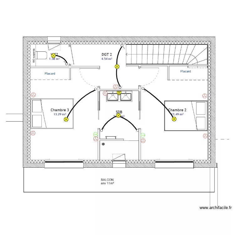 Plan elec R+1 THEVENIN. Plan de 