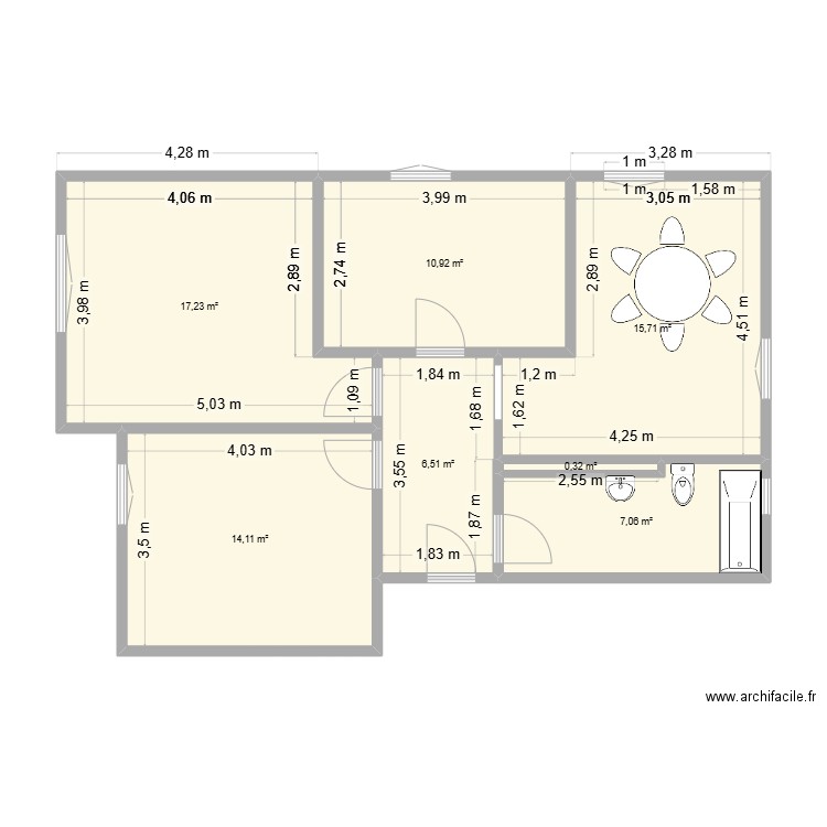 Louis d'Orléans 22 2ème Ouest. Plan de 7 pièces et 72 m2