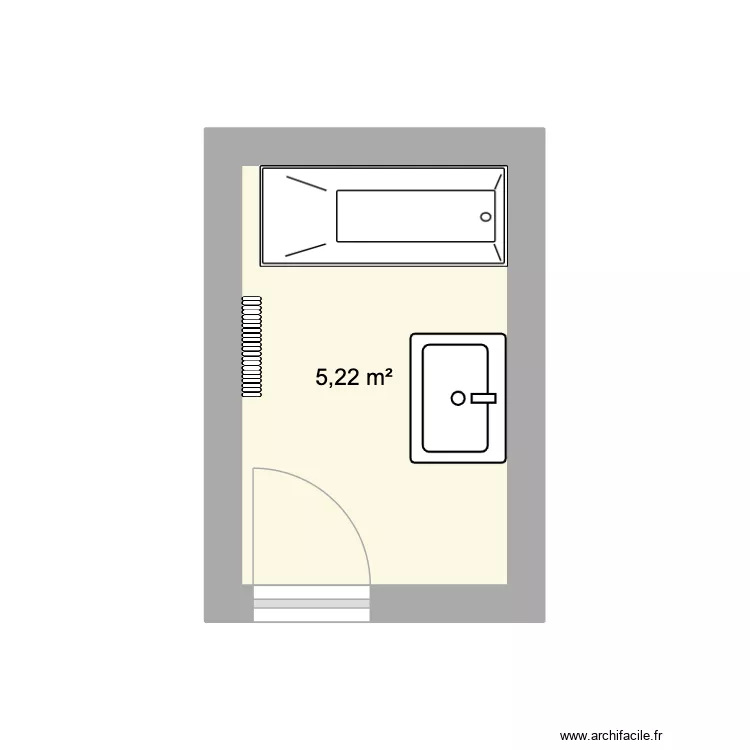 SDB. Plan de 1  et 5 m²
