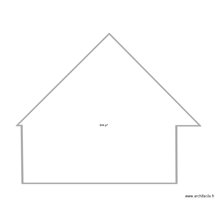 mur. Plan de 1 pièce et 60 m2