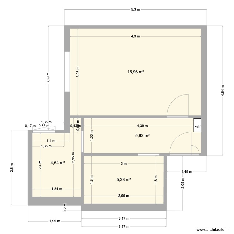 75 Vauvenargues départ. Plan de 4 pièces et 32 m2