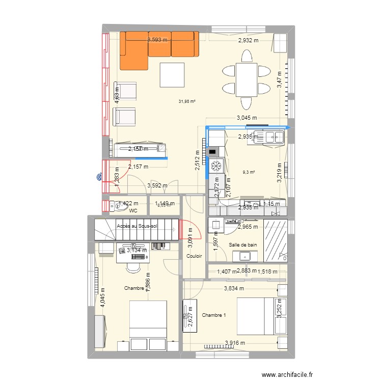 Maison du Tréport - Projet Rénov. Plain-Pied -mini. Plan de 16 pièces et 157 m2