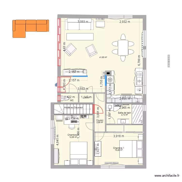 Maison du Tr&eacute;port - Projet R&eacute;nov. Plain-Pied -mini. Plan de 