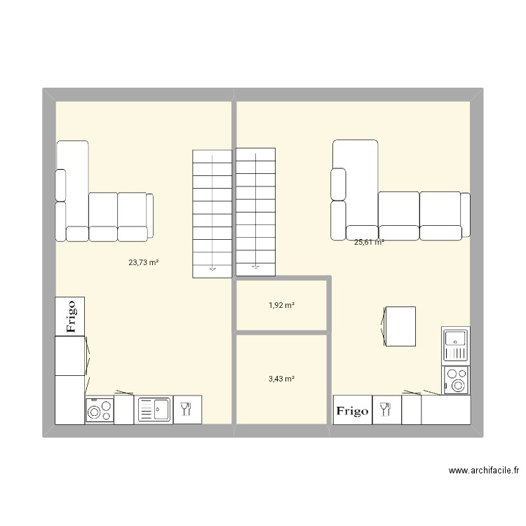 Bonnac 7 étage. Plan de 4 pièces et 55 m2