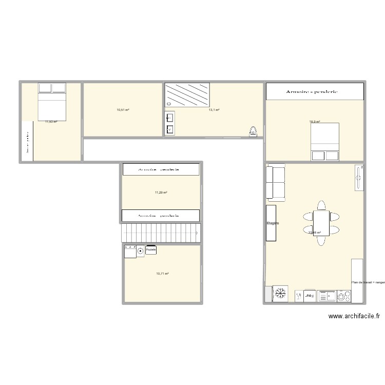 Nicole plan 2026. Plan de 7 pièces et 110 m2