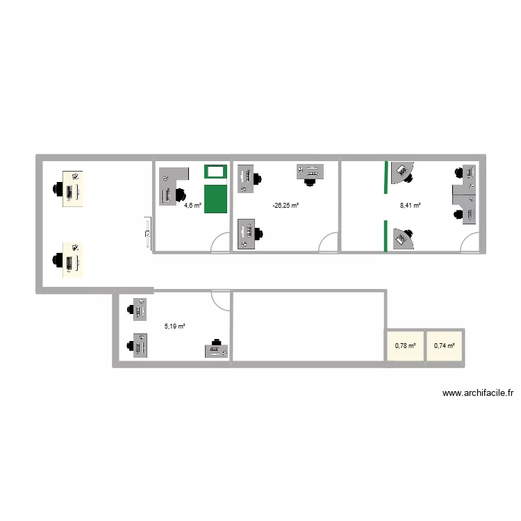1er plan. Plan de 6 pièces et 26 m² 1er plan. Plan de 6 pièces et 26 m²