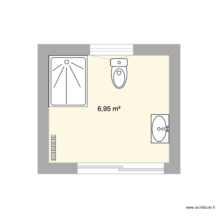 Valdenaire après. Plan de 1 pièce et 7 m2