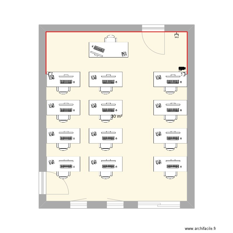 class room 1. Plan de 1 pièce et 30 m2