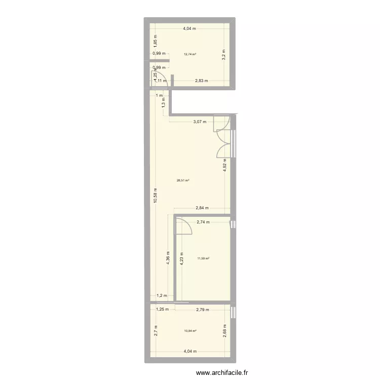 Etage bollene piece V4. Plan de 4 Pièces et 62 m²