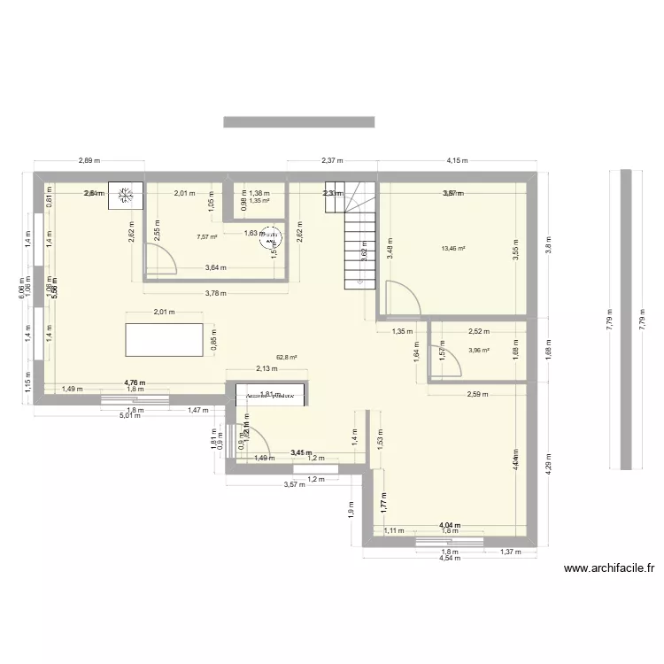 rdc. Plan de 5  et 89 m²