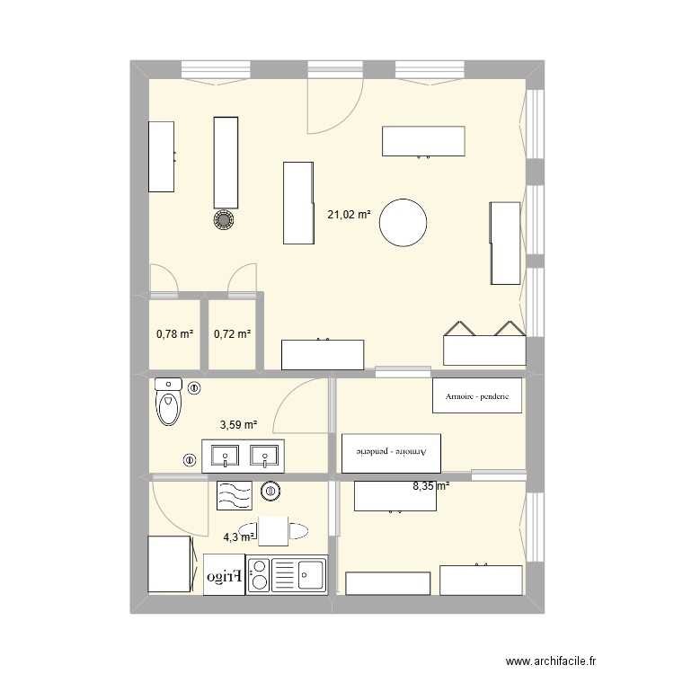 plan magasin. Plan de 6 pièces et 39 m2