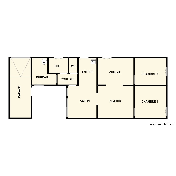 JUTTENS. Plan de 8 pièces et 92 m2