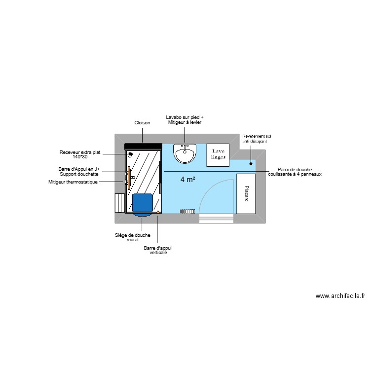 Projet MAHTAR. Plan de 1 pièce et 4 m2