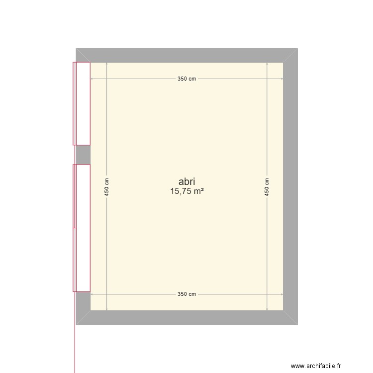 cabane test. Plan de 1 pièce et 16 m2