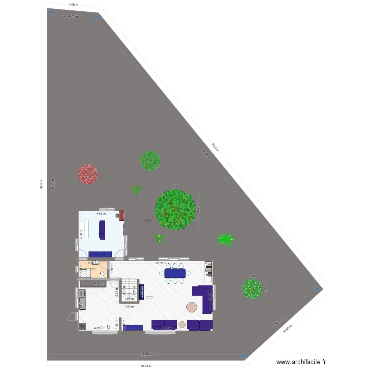 Plan Popenguine RDC. Plan de 4 pièces et 697 m2