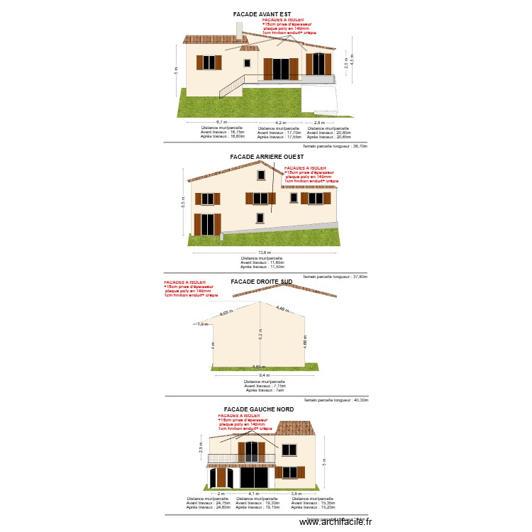 facade nord. Plan de 0 pièce et 0 m2
