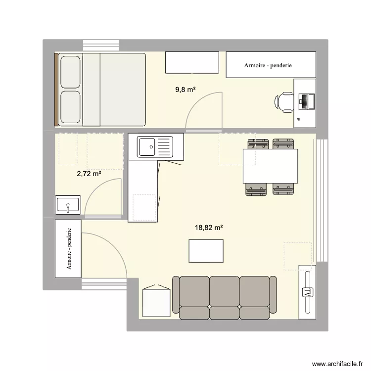 huningue. Plan de 3 Pièces et 31 m²