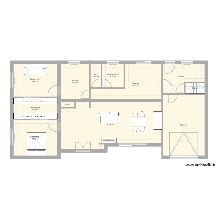 maison ballan. Plan de 12 pièces et 114 m2