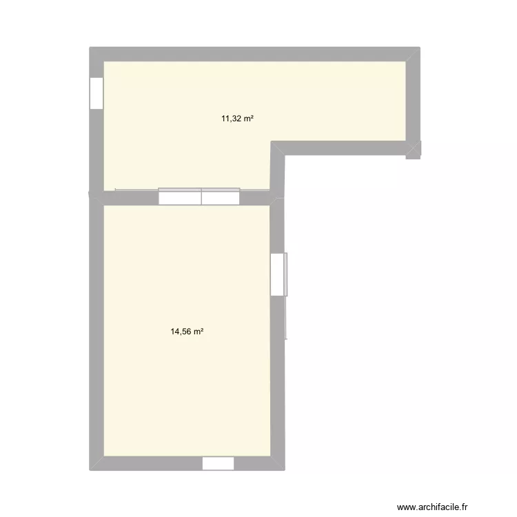 Sous sol apres. Plan de 2 pièces et 26 m²