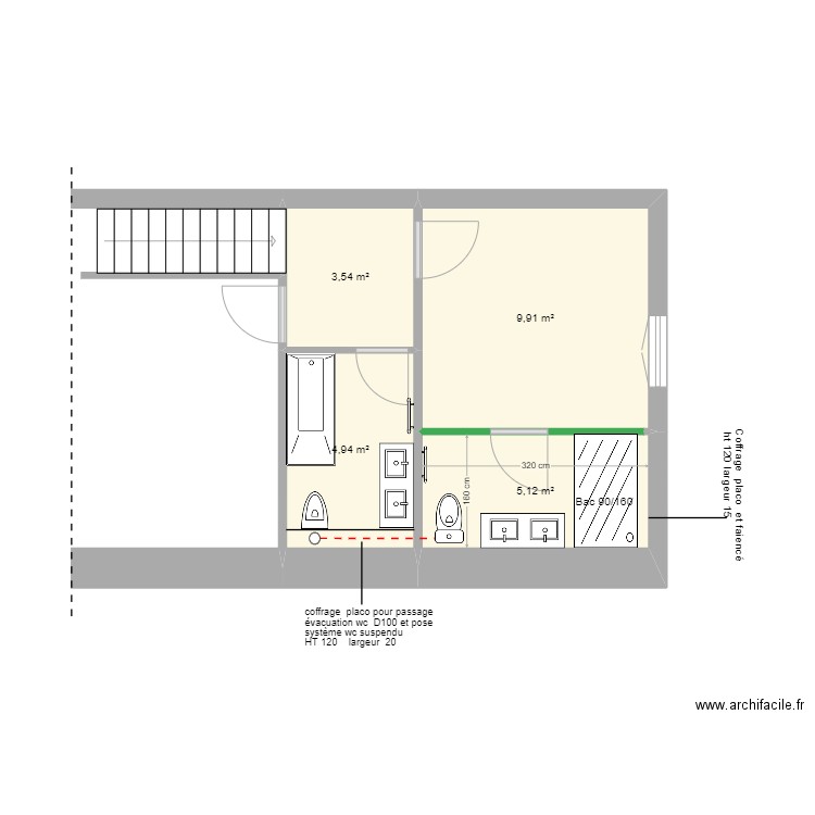 CAPELLES. Plan de 4 pièces et 24 m2