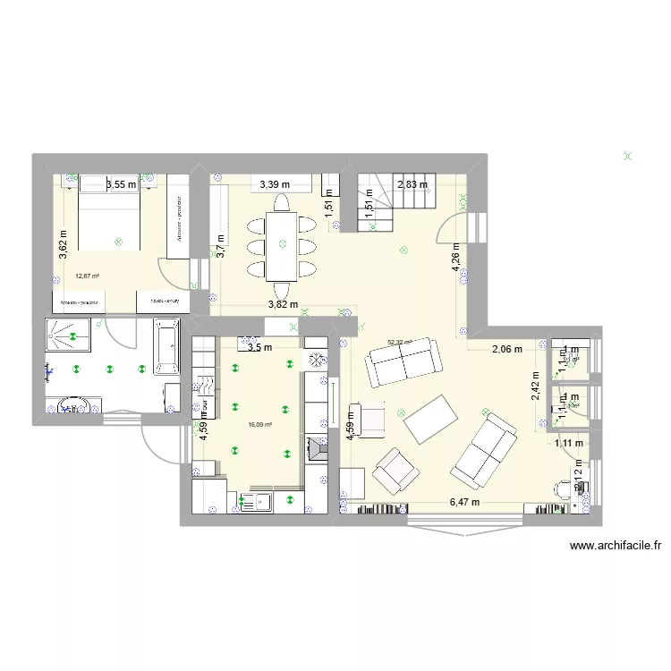 &eacute;tage maison 2. Plan de 5  et 83 m²