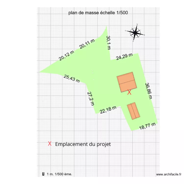 plan de masse (emplacement projet). Plan de 