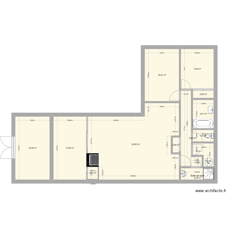 Saline Original. Plan de 12 pièces et 92 m2