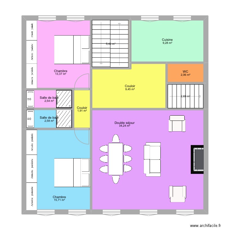 CDS - EDL - R+1 Gall. Plan de 11 pièces et 99 m2