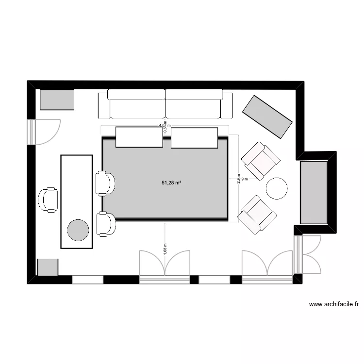 Marssac entr&eacute;e. Plan de 1 pièce et 51 m²