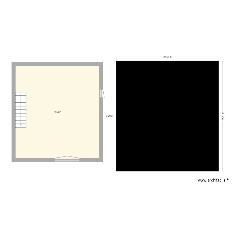 Garage haut. Plan de 1 pièce et 42 m2