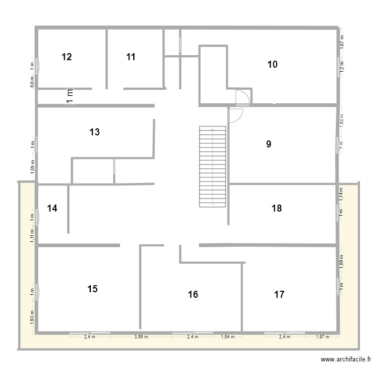 niveau 2 chatel. Plan de 3 pièces et 44 m2