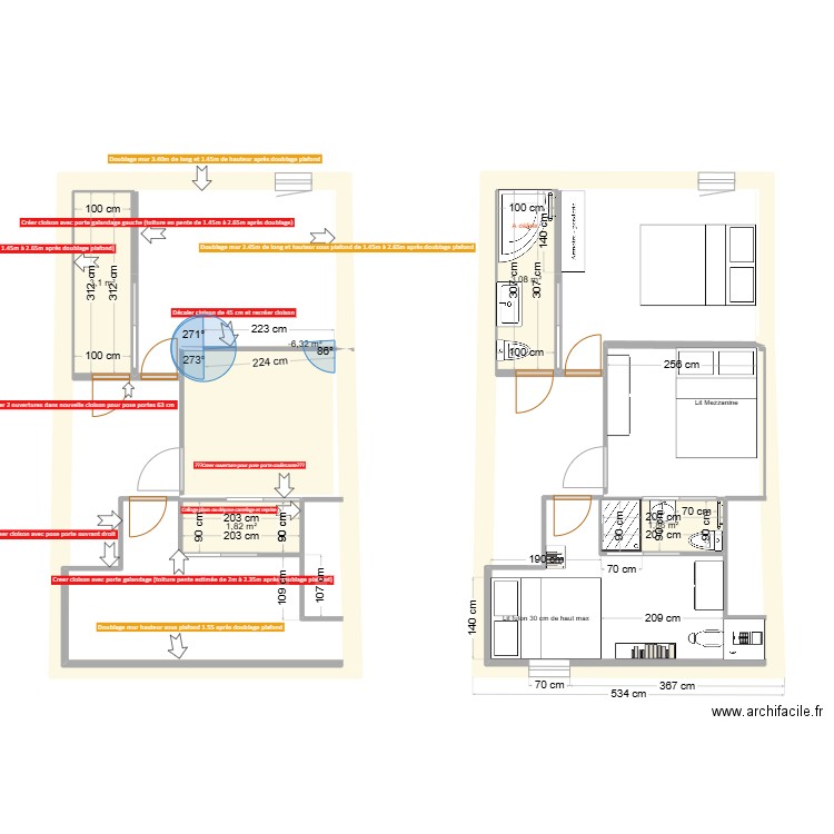 Saint Haon Le Chatel. Plan de 7 pièces et 107 m2