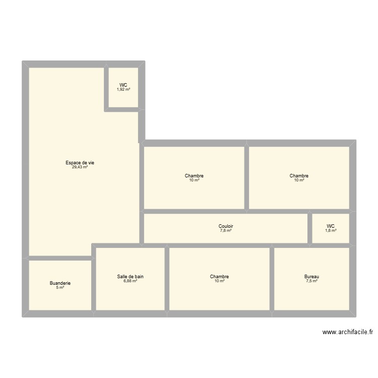 Maison construction projet final. Plan de 10 pièces et 90 m2