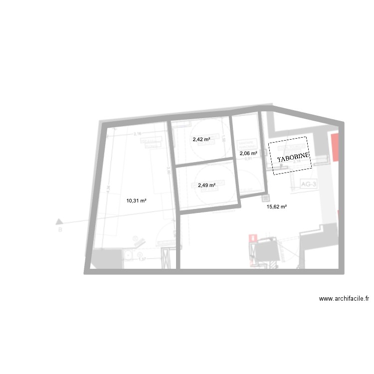 RENNES TRAVAUX V2. Plan de 5 pièces et 33 m2