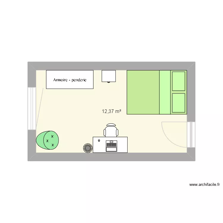 chambre L&eacute;onie. Plan de 1  et 12 m²
