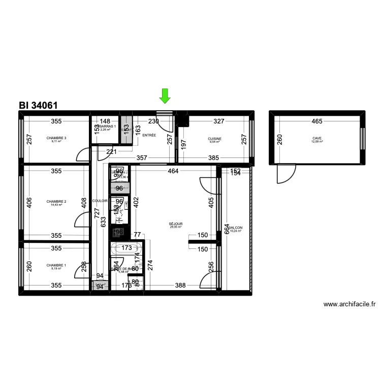 BI 34061. Plan de 18  et 120 m²