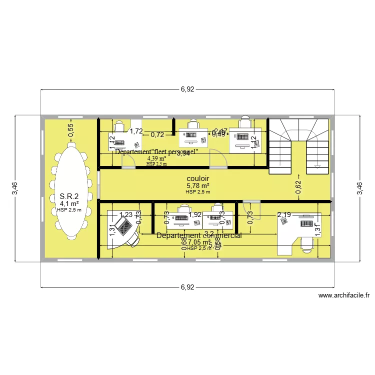 Plan des departements. Plan de 4  et 21 m²