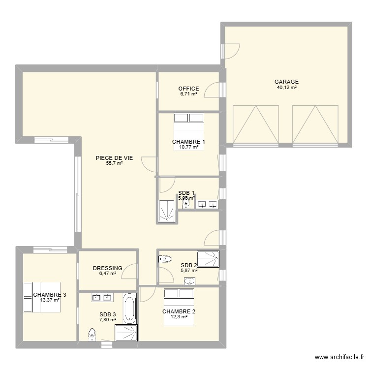 carteret. Plan de 10 pièces et 147 m2